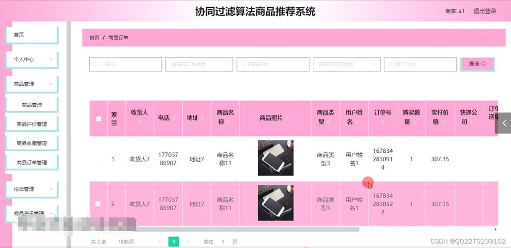 276springboot协同过滤算法的商品推荐网上购物商城系统(源码 文档